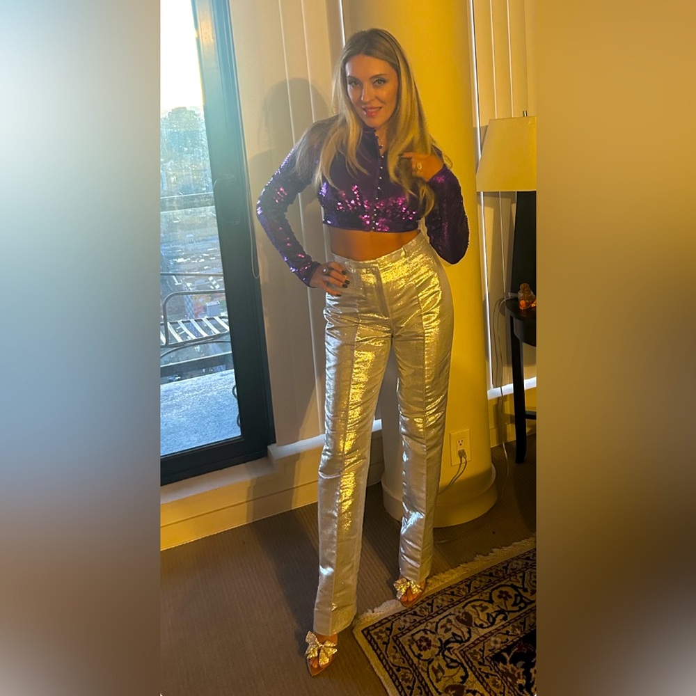 Shimmery Metallic Dress Pants Paco Rabanne for H&M